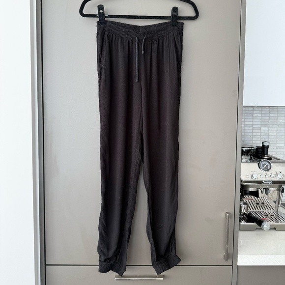 Pants - Black Cotton Drawstring Jogger